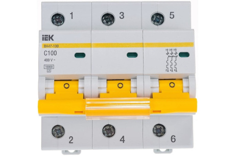 Купить 3.2.Автоматический выключатель IEK 3/100А C ВА47-100 MVA40-3-100-C фото №1